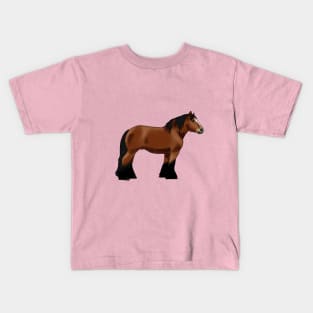 Brown Ardennes draft horse, brown horse Kids T-Shirt